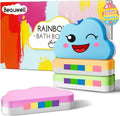 Rainbow Bath Bombs for Kids, Handmade 4 Pcs Kid Bath Bombs Gift Set, Easter Basket Stuffers for Kids Girls Bubble Bath